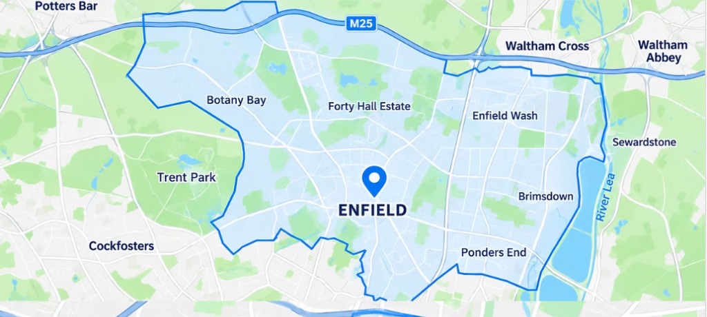 Enfield lesson area map