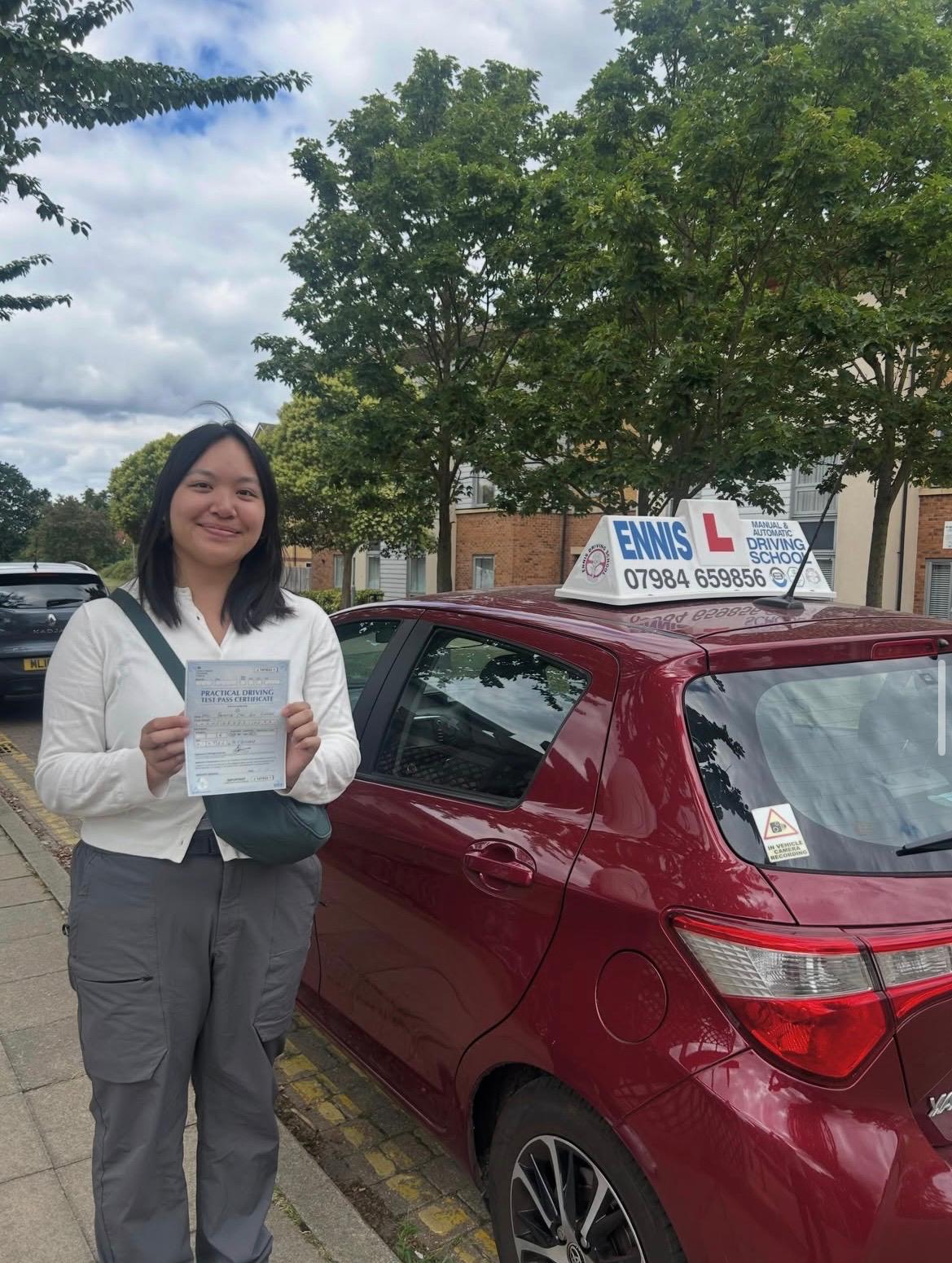Ennis Driving School pupil celebrating a driving test pass, photo 14