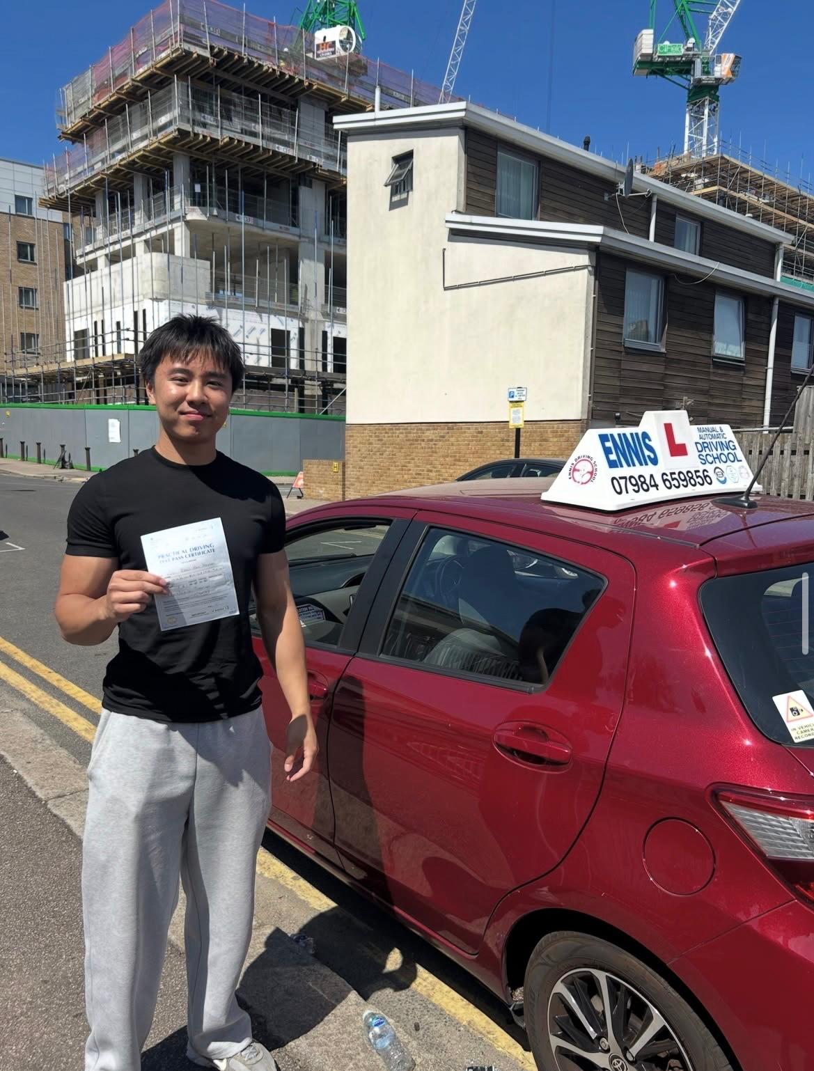 Ennis Driving School pupil celebrating a driving test pass, photo 18
