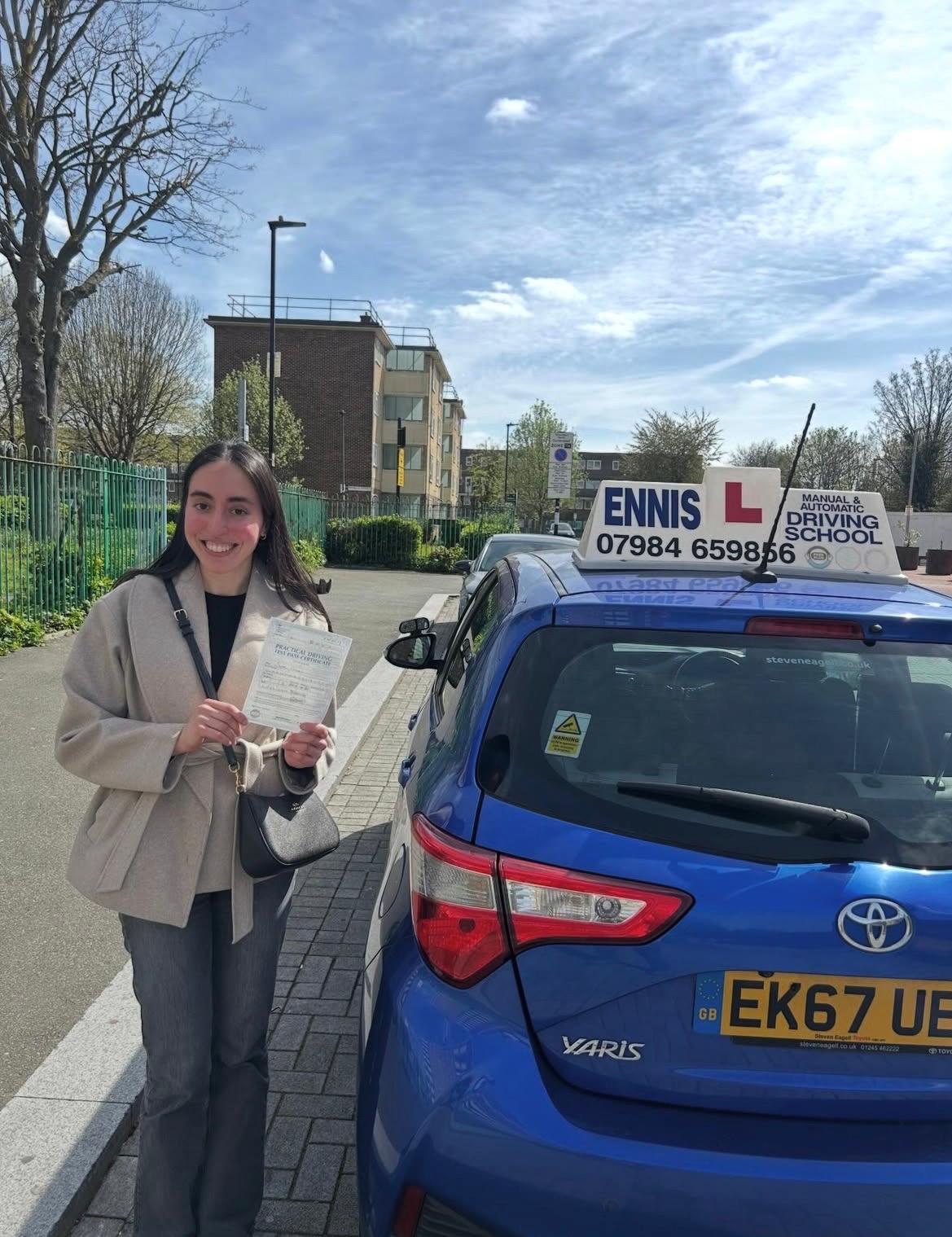 Ennis Driving School pupil celebrating a driving test pass, photo 19