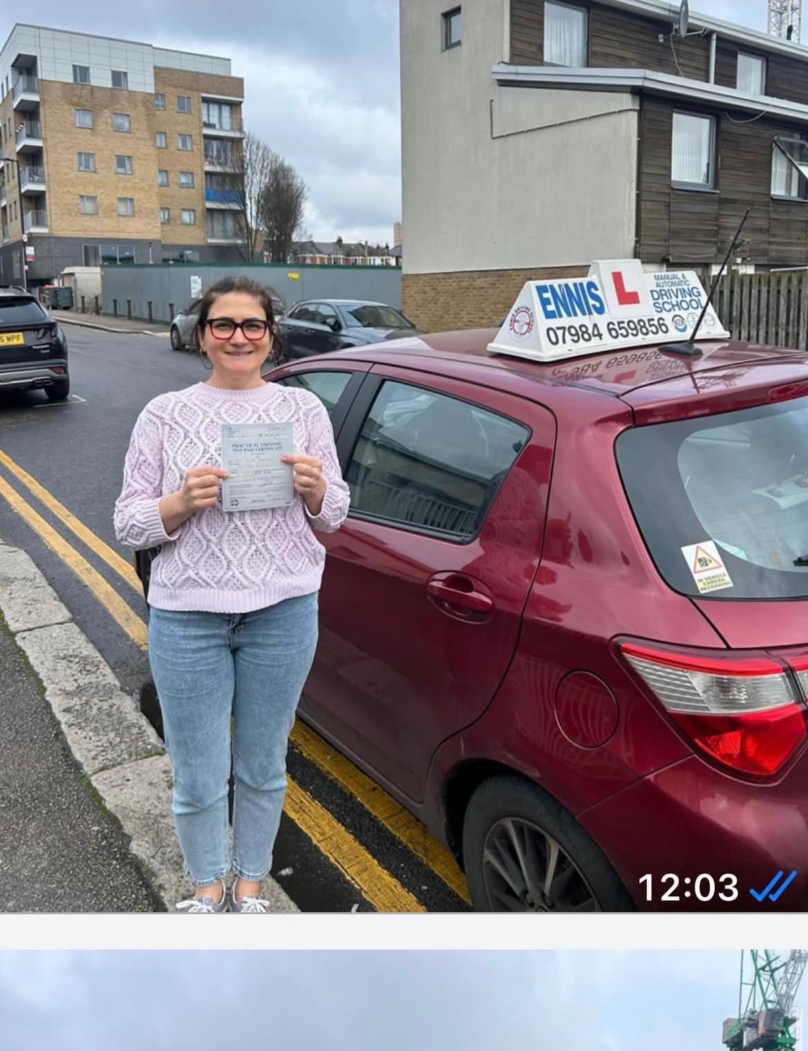 Ennis Driving School pupil celebrating a driving test pass, photo 22