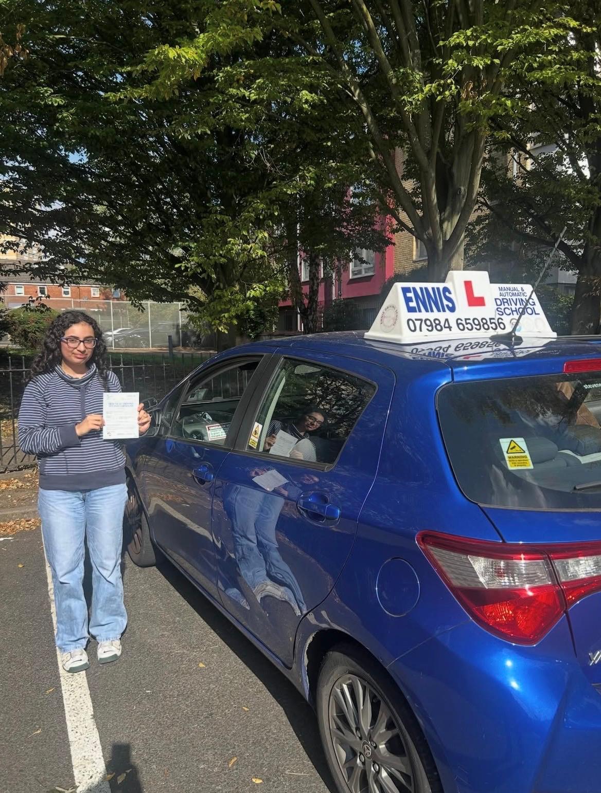 Ennis Driving School pupil celebrating a driving test pass, photo 24